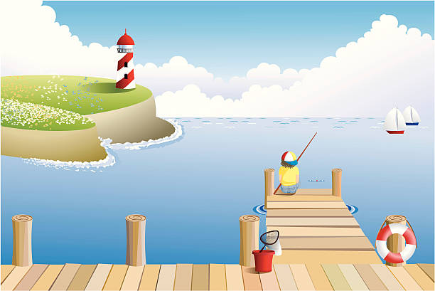 idziony do połowów - nautical vessel fishing child image stock illustrations