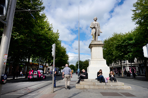 Famous place downtown with shopping abilities. The statue shows the political leader of Ireland's Roman Catholic majority in the first half of the 19th century \
