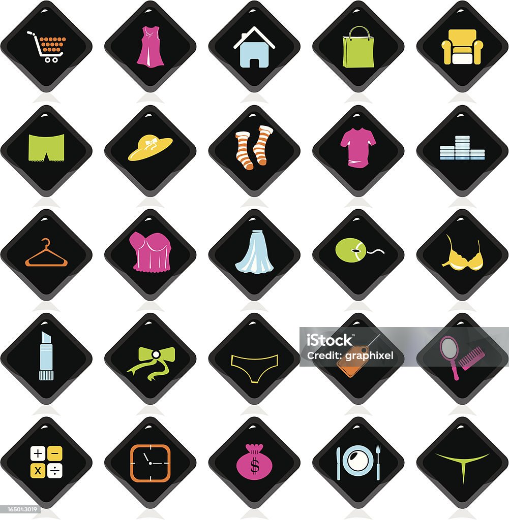 Kolorowe ikony: Zakupy - Grafika wektorowa royalty-free (Bez ludzi)