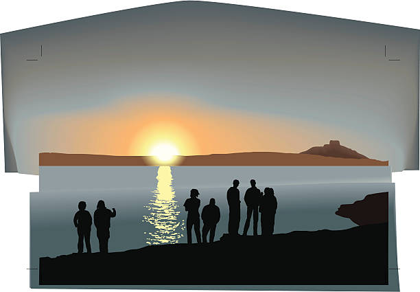 Sunset party vector art illustration