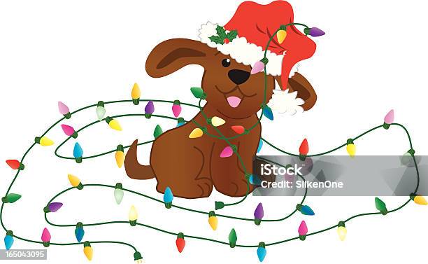 Рождественский Щенок — стоковая векторная графика и другие изображения на тему Собака - Собака, Ёлочная гирлянда, Рождество