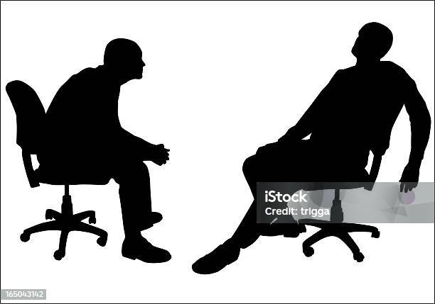 Silhouettes Of Two Men In Office Chairs Stock Illustration - Download Image Now - Leaning, Men, Chair