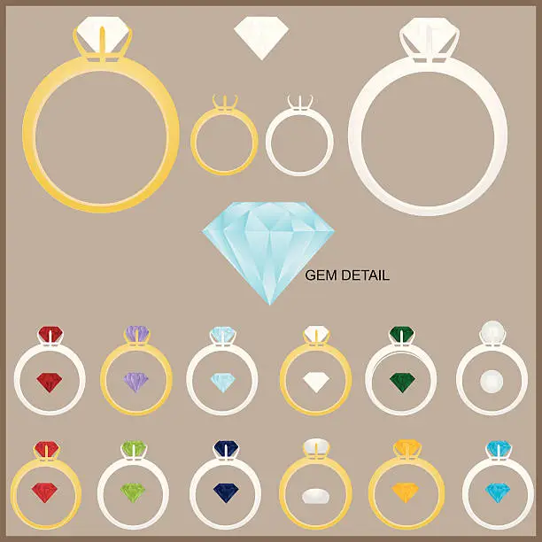 Vector illustration of Gemstone Rings