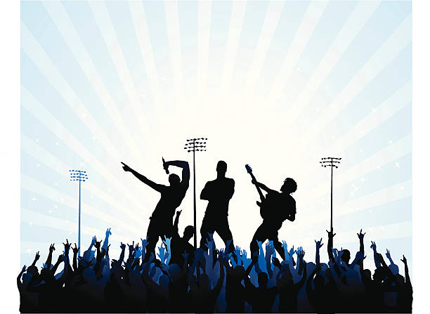 ilustraciones, imágenes clip art, dibujos animados e iconos de stock de rock estrellas - celebration event performance performing arts event large group of people