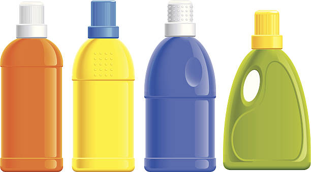 detergent bottles (vector) 4 different detergent bottles. laundry detergent stock illustrations