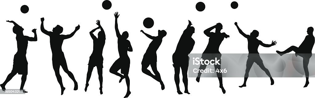 Muitos jogadores de Voleibol - Royalty-free Silhueta arte vetorial