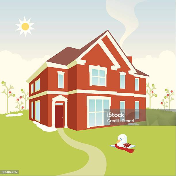 Spring House Stock Illustration - Download Image Now - Architecture, Blossom, Brick