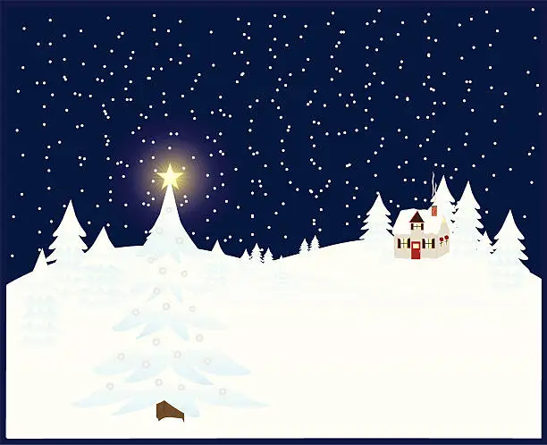 Vector illustration of Snowy Night