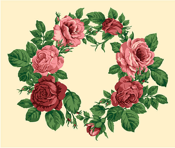 Rose wreath vector art illustration