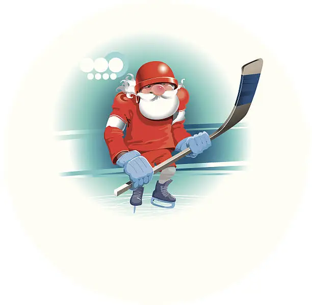 Vector illustration of Santa Claus Hockey Player