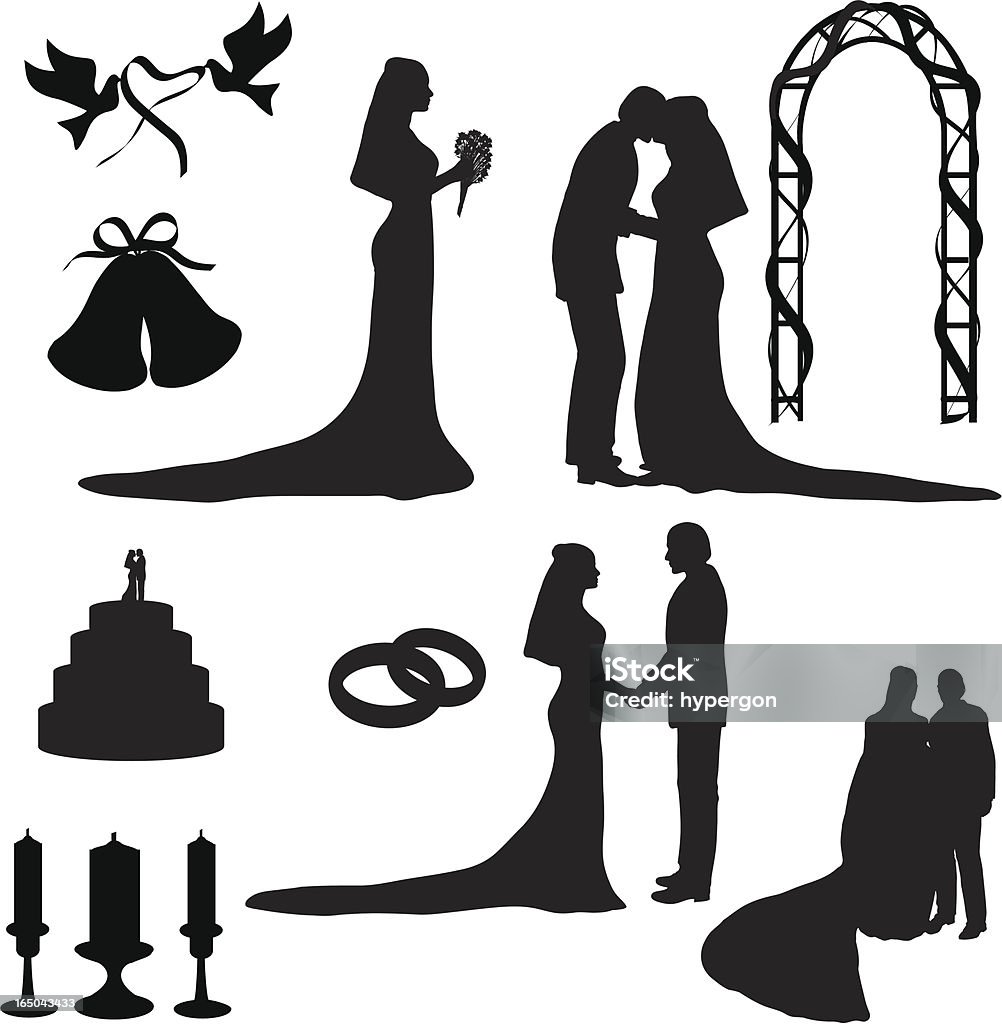 Wedding Silhouette Collection (vector+jpg) File types included are ai, eps, svg, various jpgs (3000x3000,1000x1000,500x500) Wedding stock vector