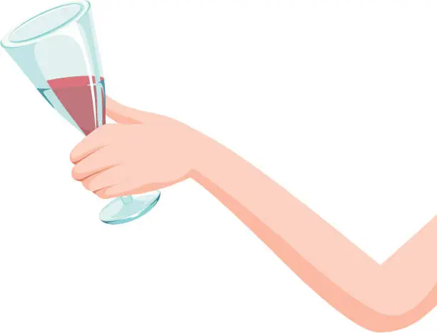 Vector illustration of hand holding wine