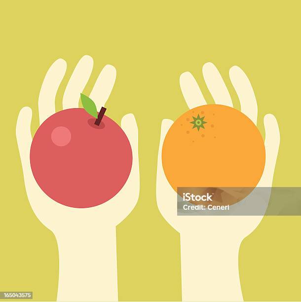 Ilustración de Manzanas Y Naranjas y más Vectores Libres de Derechos de Manzana - Manzana, Naranja - Fruta cítrica, Comparación
