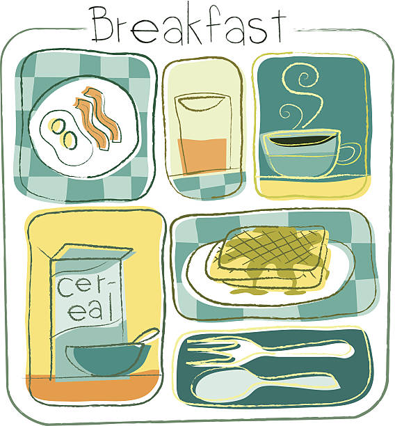 śniadanie kolekcja - waffle breakfast syrup plate stock illustrations