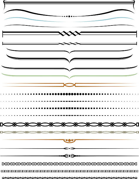 ilustraciones, imágenes clip art, dibujos animados e iconos de stock de decorativo líneas - single line ornate in a row striped