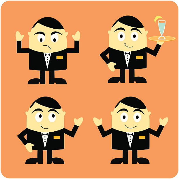 Waiter Character vector art illustration