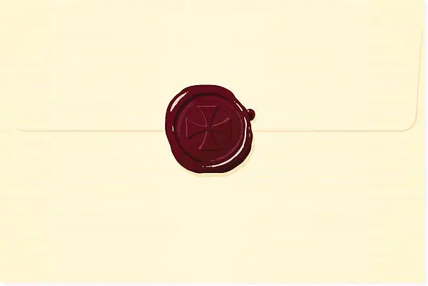 Vector illustration of Cream envelope with red cross wax seal