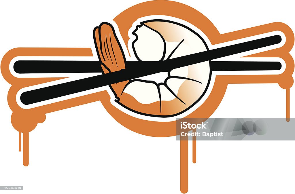 shrimp sushi A vector illustration of a shrimp being held up by chopsticks. The illustration has been done in an urban graffiti style. Asian Culture stock vector