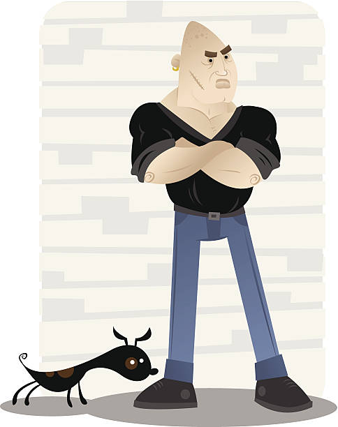 illustrazioni stock, clip art, cartoni animati e icone di tendenza di robusto guy - macho bouncer hooligan men