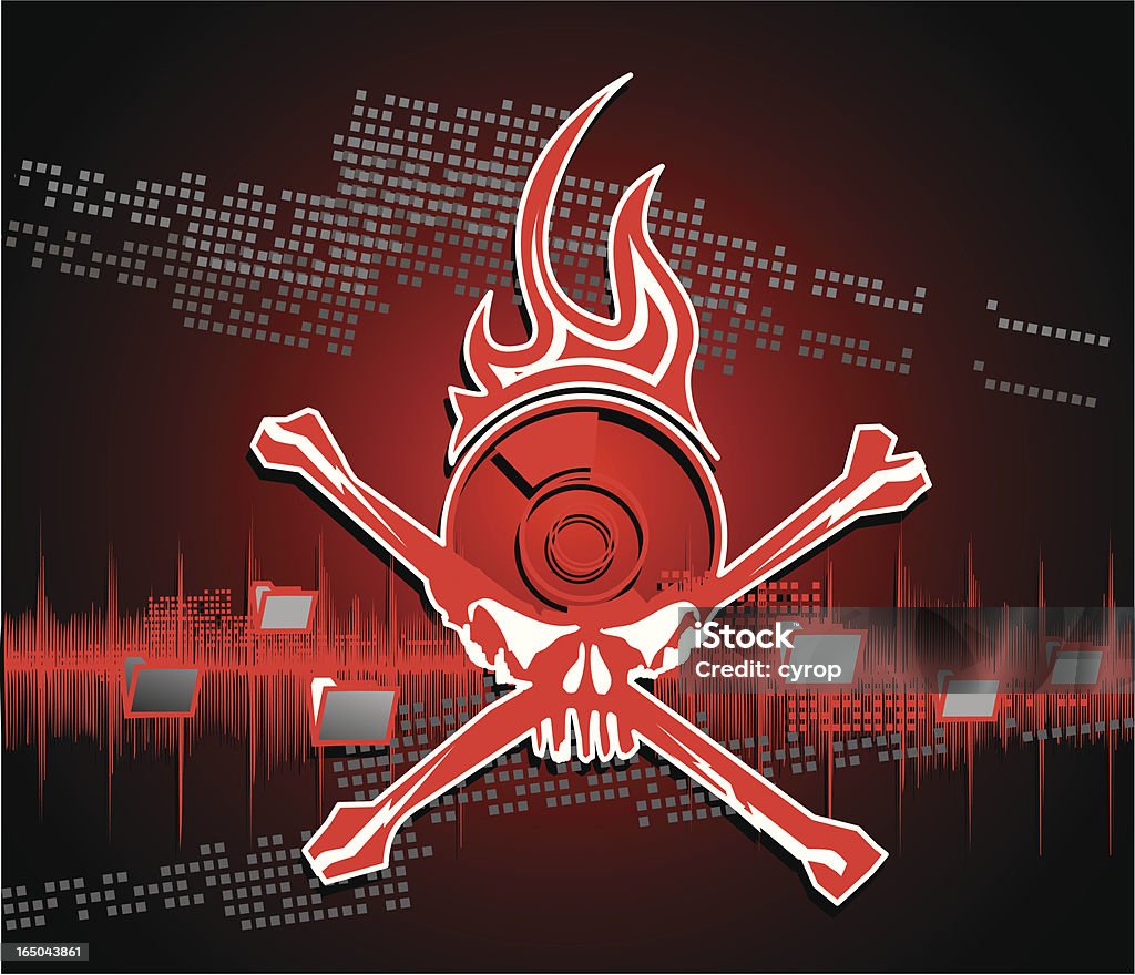 La piraterie au pochoir avec logo avec fond numérique - clipart vectoriel de Brûler libre de droits