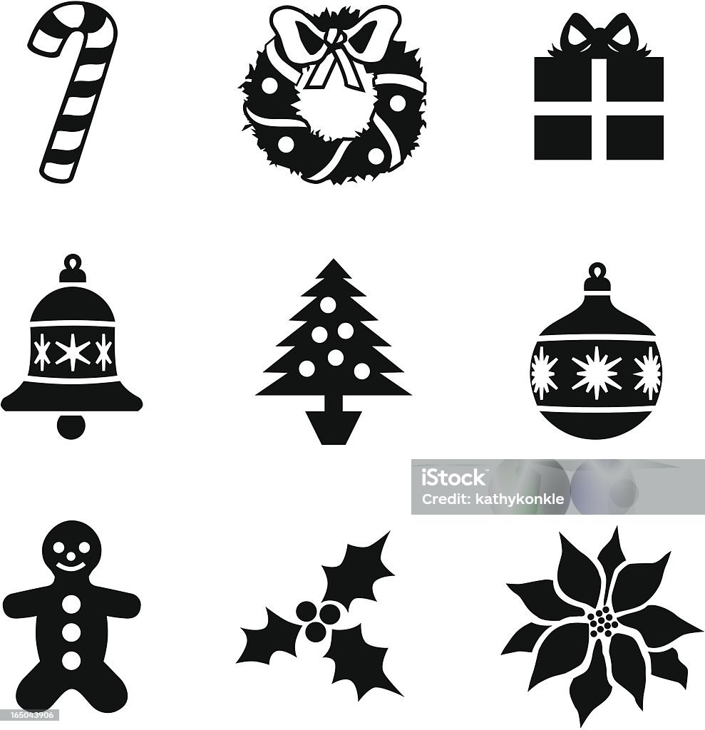 Christmas icons Icons of holiday decorations for  Christmas and Christmas tree. Christmas stock vector
