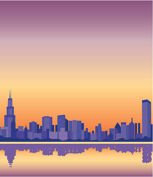 Chicago skyline Colorful and graphic representation of Chicago skyline chicago smog stock illustrations