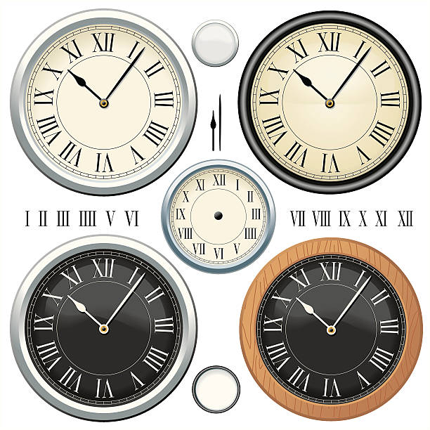классические часы белый - nomura stock illustrations
