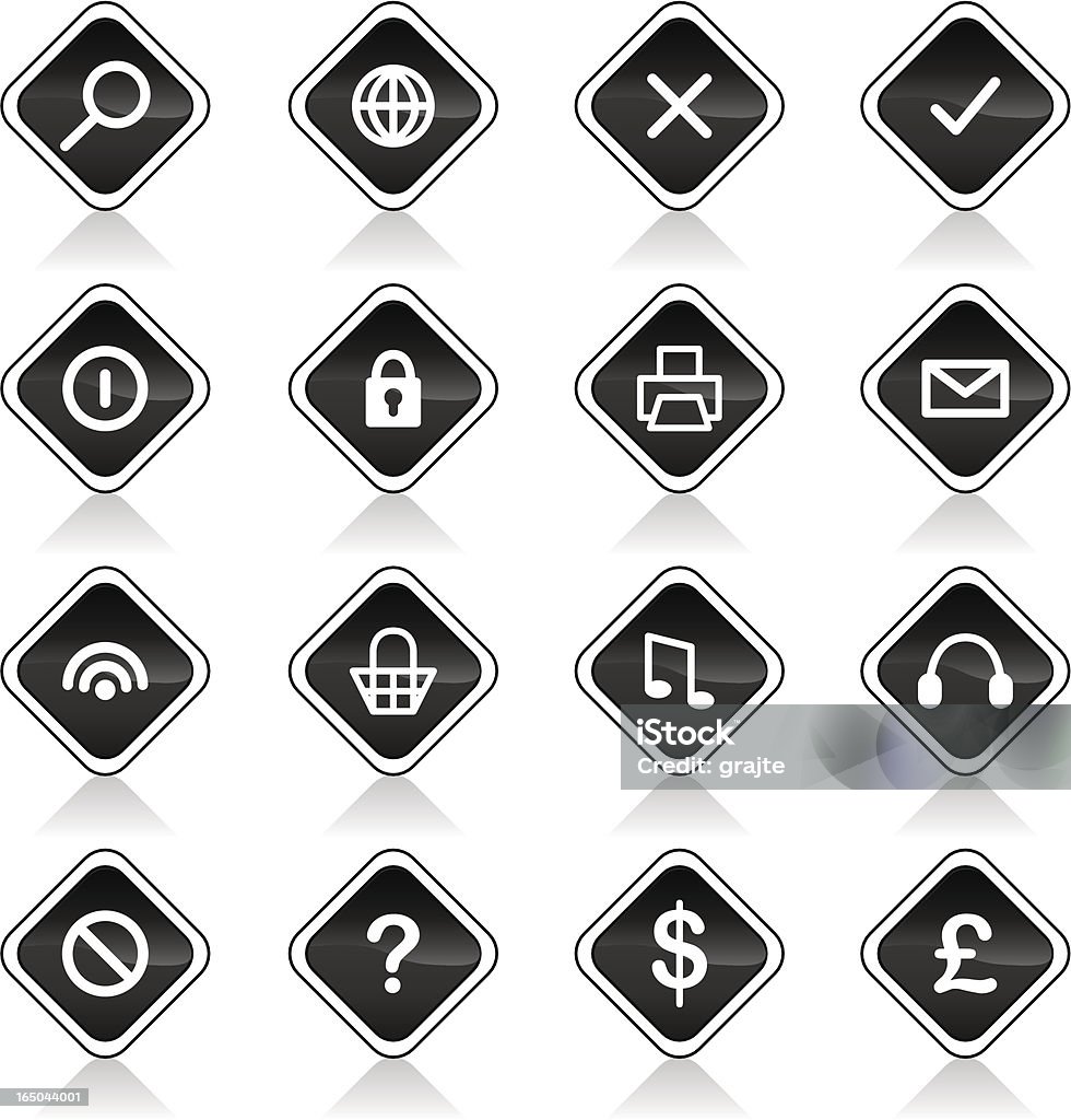 Glänzend Icons-Schwarz (Vektor & jpg - Lizenzfrei Bedienungsknopf Vektorgrafik