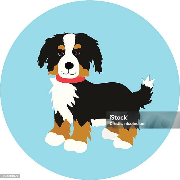 Bernese Puppy Stock Illustration - Download Image Now - Bernese Mountain Dog, Cartoon, Animal