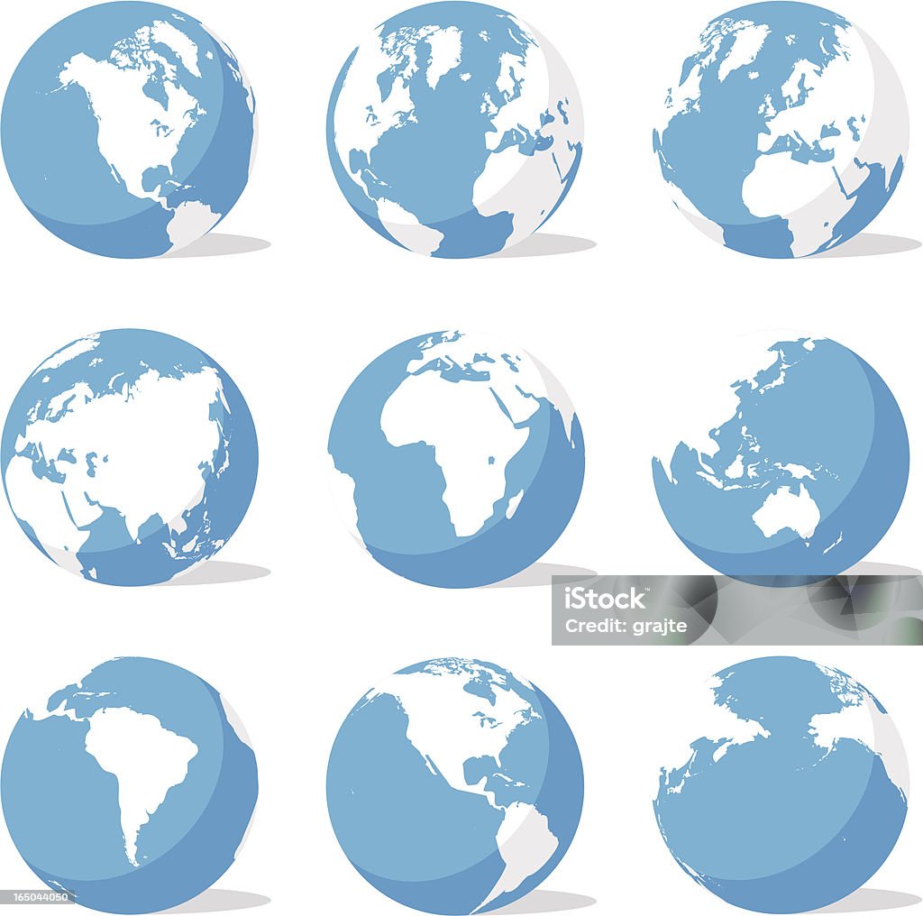 Globes et carte du monde - clipart vectoriel de Afrique libre de droits