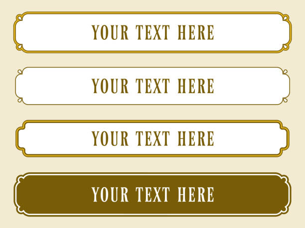 A set of long vector rectangular plaques with border frames in classic style. Border frames in different shapes. Can be used for laser cutting, elegant vintage web banners, doorplates, store signs, signboards, or labels art name plates stock illustrations