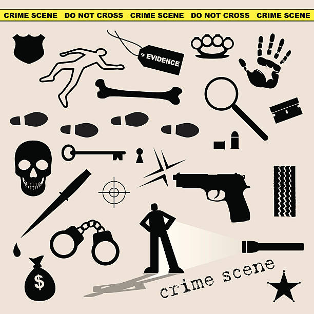 miejsce zbrodni - crime flashlight detective symbol stock illustrations