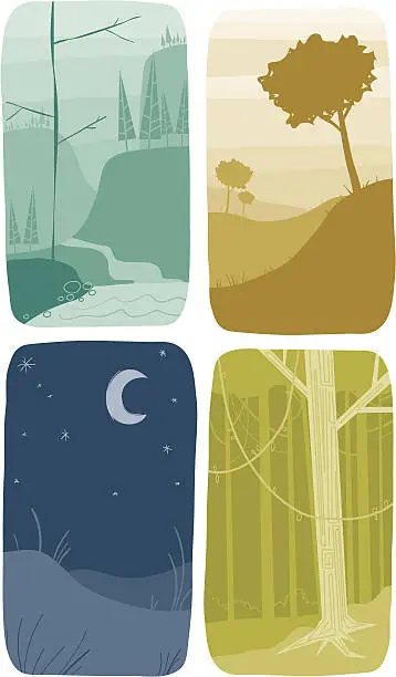 Vector illustration of Four Habitats