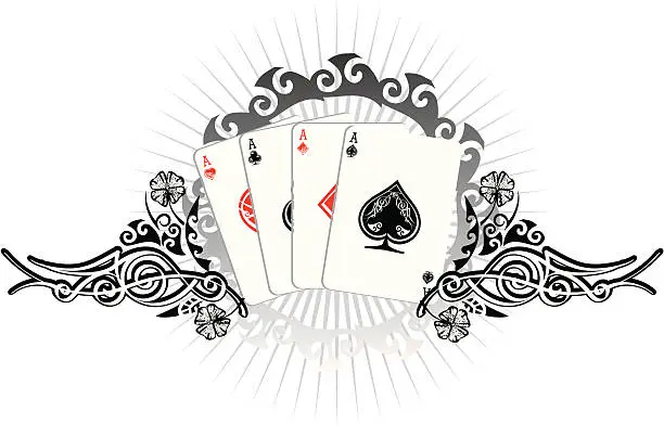 Vector illustration of poker cards emblem