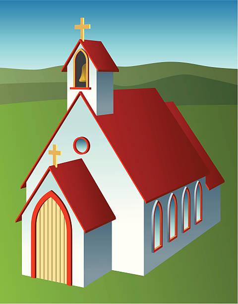 Country Chapel vector art illustration
