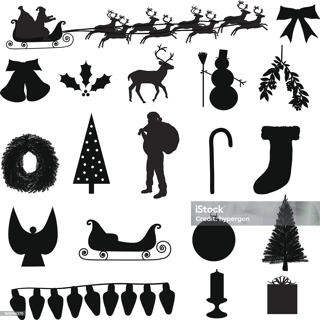 Christmas Silhouette Collection (vector + jpg) File types included are ai, eps, svg, various jpgs (3000x3000,1000x1000,500x500) Snowman stock vector