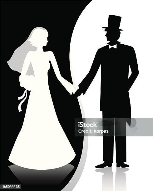 B W Casamento - Arte vetorial de stock e mais imagens de Cartola - Cartola, Homens, Silhueta