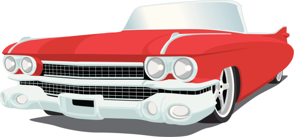 Vector image of a 1959 Cadillac, saved in layers for easy editing.  