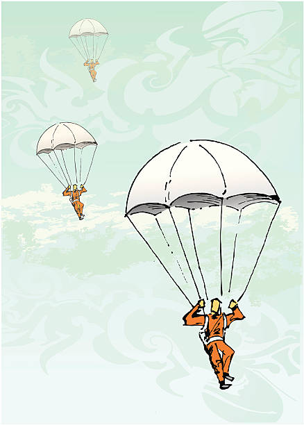 vintage parachutes vector art illustration