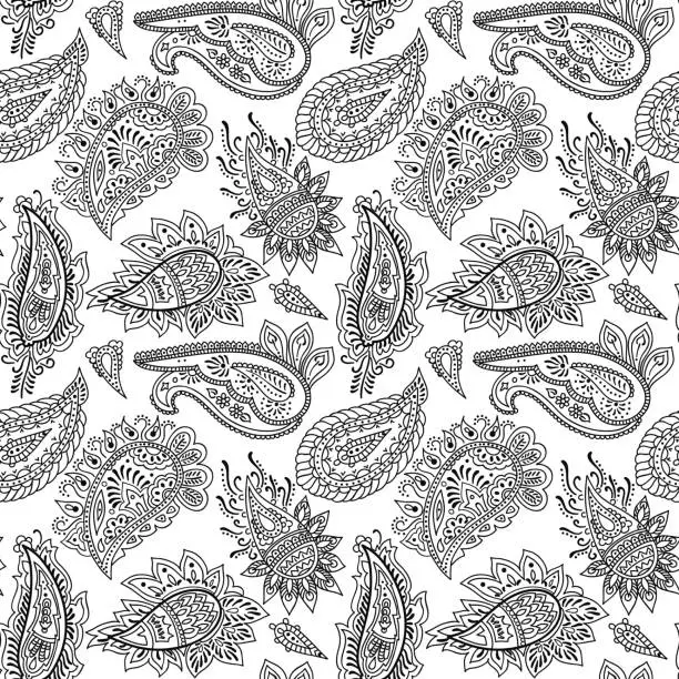 Vector illustration of Seamlessly repeating paisley pattern