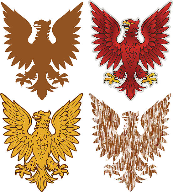 średniowieczny eagle - handcarves stock illustrations