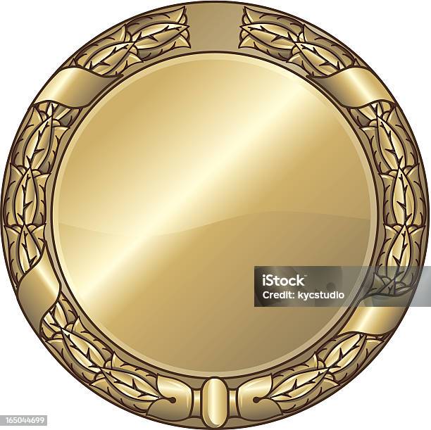 Medal With Laurel Wreath Stock Illustration - Download Image Now - Award Plaque, Circle, Ribbon - Sewing Item