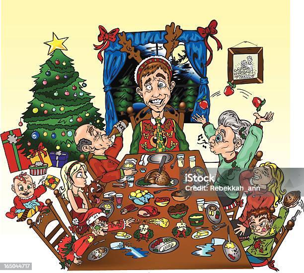 Dîner En Famillenbsp Vecteurs libres de droits et plus d'images vectorielles de Noël - Noël, Stress, Famille