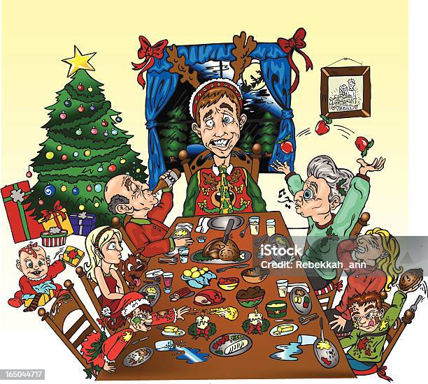 Cena In Famiglia - Immagini vettoriali stock e altre immagini di Natale - Natale, Stress emotivo, Famiglia
