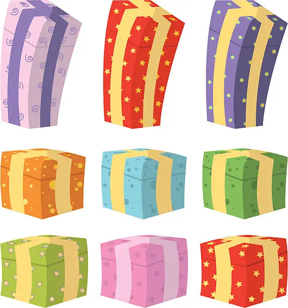 Vector illustration of Colorful Cute Gift Boxes