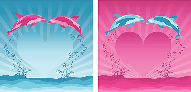 Leaping for love vector art illustration