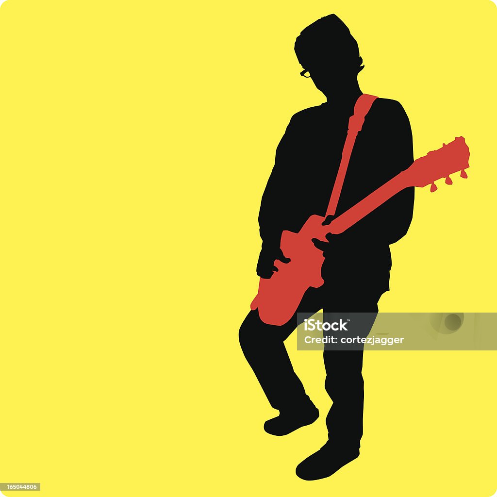 Electric Guitar Player (vector illustration) Guitarist playing a rockin' electric guitar. Zipped folder contains .ai, .eps, jpg, AI8.eps and Source.jpg files. Change sizes/colors and seperate elements as needed. Arts Culture and Entertainment stock vector