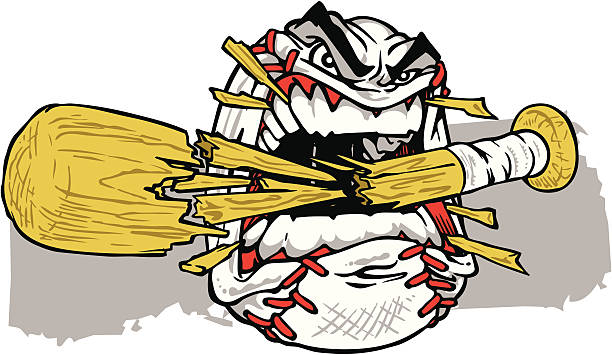 illustrazioni stock, clip art, cartoni animati e icone di tendenza di crunch baseball - baseballs baseball breaking broken