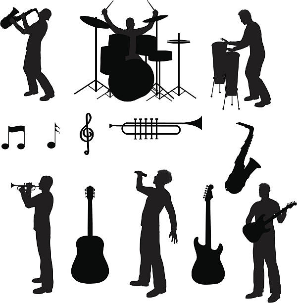 musik-silhouette kollektion (vektor jpg - silhouette singer singing group of objects stock-grafiken, -clipart, -cartoons und -symbole