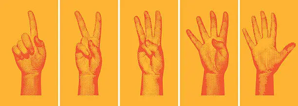 Vector illustration of Halftone Number Fingers